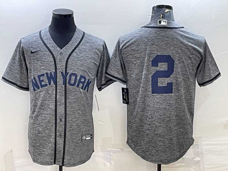Men%27s New York Yankees #2 Derek Jeter No Name Grey Gridiron Cool Base Stitched Jersey->new york mets->MLB Jersey